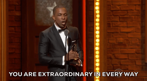 gif of Leslie Odom Jr saying 'You are extraordinary in every way'