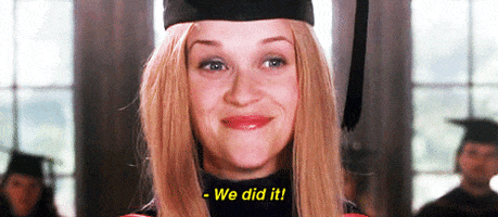 gif of Elle Woods saying 'we did it!'