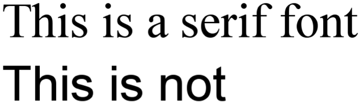 Image shows the difference between a serif and sans serif font