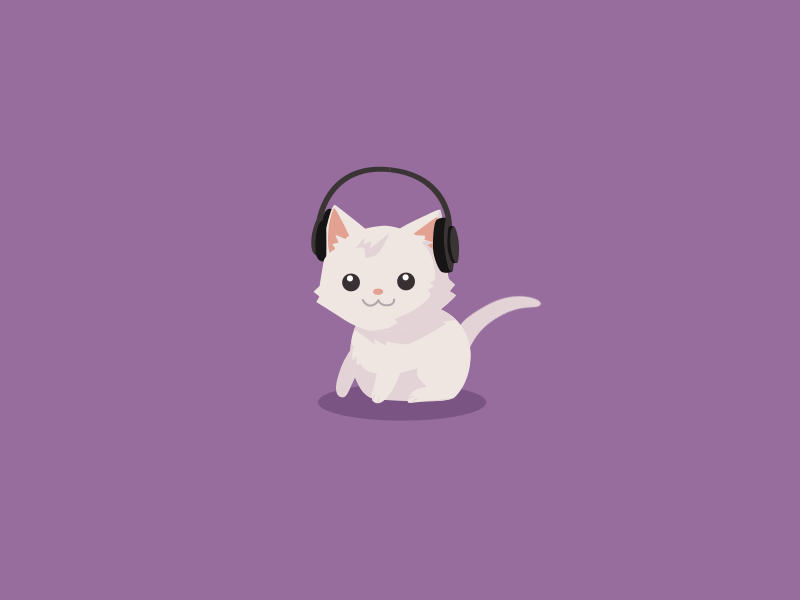 animated gif of a cat swaying back and forth while wearing headphones
