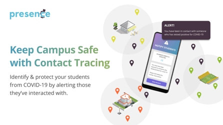 ad with a link for 'keep your campus safe with contact tracing'