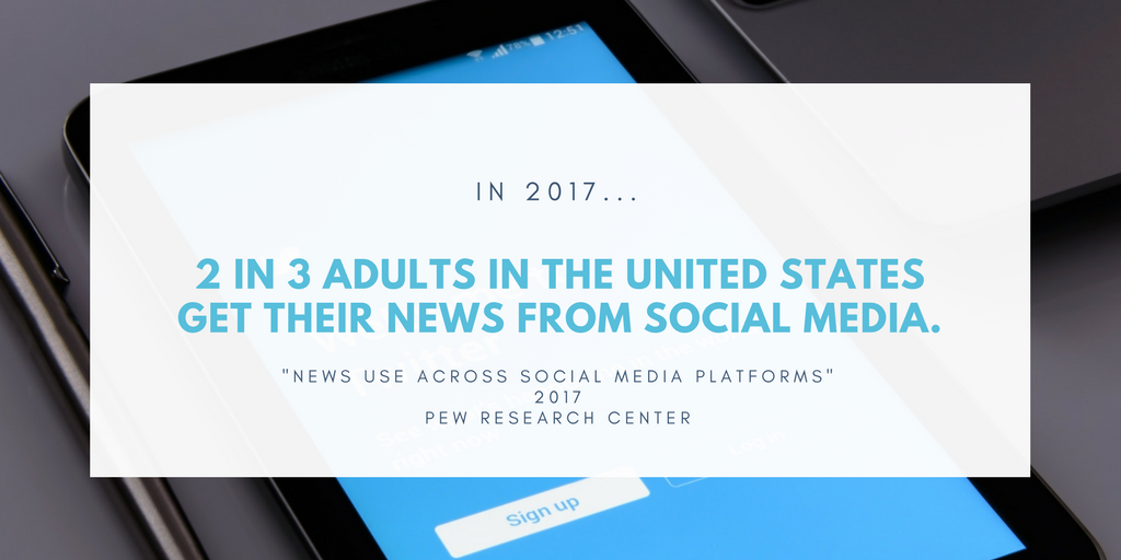 2 in 3 adults in the US get their news from social media - Pew Research Center- 2017