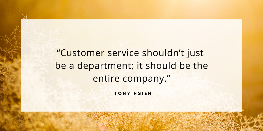 'Customer service shouldn't just be a department; it should be the entire company.' - Tony Hsieh