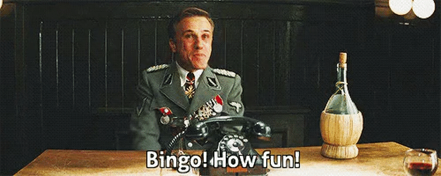 gif of a man saying 'bingo! how fun!'