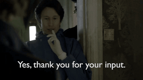 gif of Sherlock shutting the door on someone as he says 'yes thank you for your input'