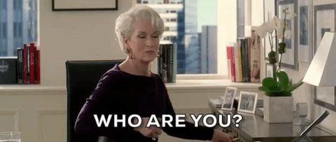 gif of Meryl Streep saying 'who are you?' from The Devil Wears Prada