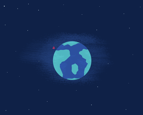 gif of a banner wrapping around a cartoon earth that says 'happy earth day'