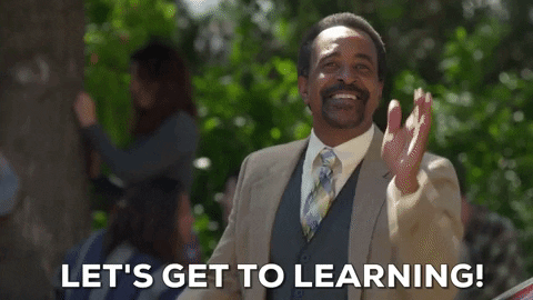 gif of a man excitedly saying 'let's get to learning!'