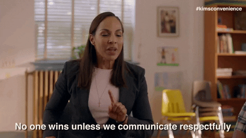 gif of a woman saying 'no one wins unless we communicate respectfully'