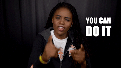 gif of a woman pointing at the camera saying 'you can do it'