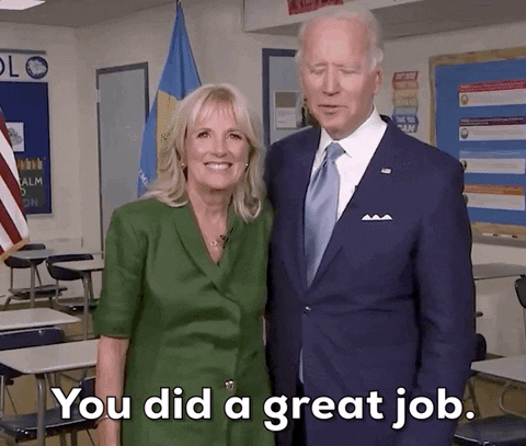gif of Joe Biden telling Jill Biden 'you did a great job'