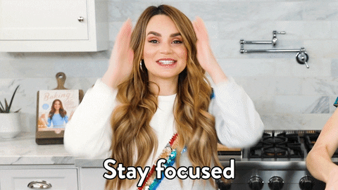 gif of a woman saying 'stay focused'