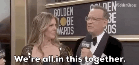 gif of Tom Hanks saying 'we're all in this together'