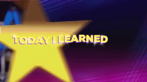 gif with the word 'today I learned' accompanied by a shooting star 