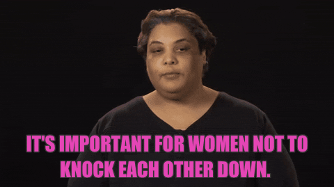 gif of Roxane Gay saying 'it's important for women not to knock each other down'