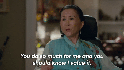 gif of a woman saying 'you do so much for me and you should know I value it'