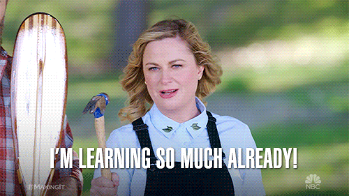 gif of Amy Poehler saying 'I'm learning so much already'