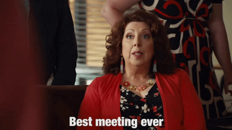 gif of a woman saying 'best meeting ever'