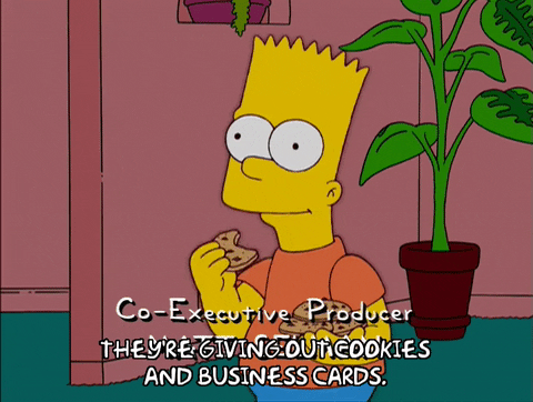 They're giving out cookies and business cards - the simpsons