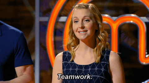 gif of a person saying 'teamwork'
