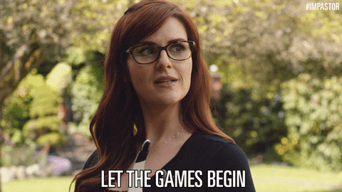 gif of a woman saying 'let the games begin'