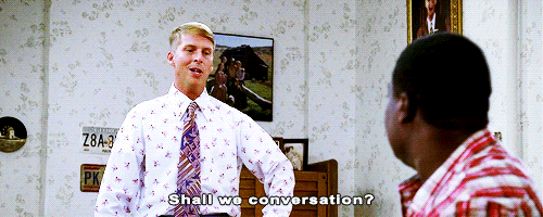 gif of Kenneth from 30 Rock saying 'shall we conversation?'