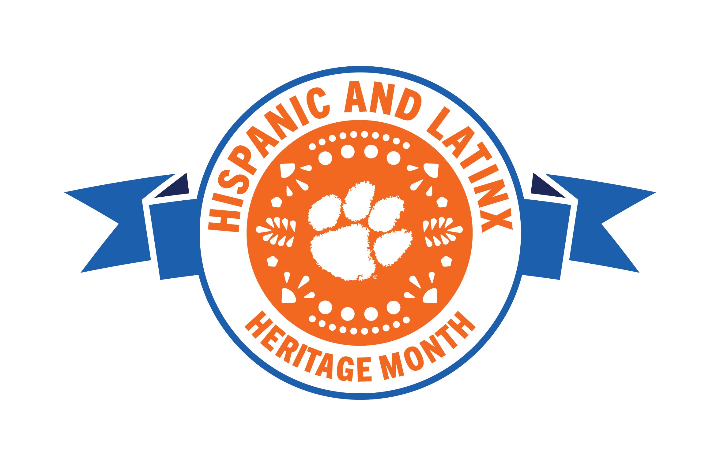 a orange and blue emblem that says Hispanic and Latinx Heritage Month