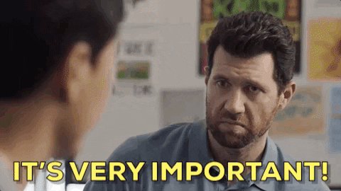 gif of Billy Eichner saying 'it's very important'
