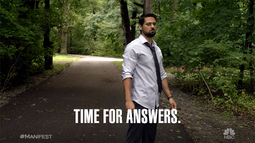 gif of a man saying 'time for answers'
