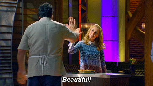 gif of two people high fiving and saying 'beautiful'