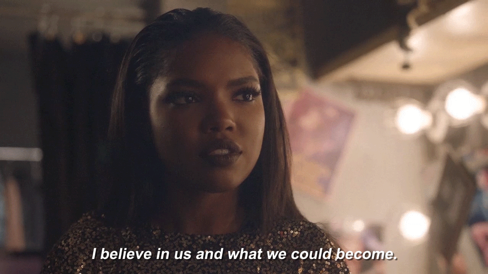 gif of a woman saying 'I believe in us and what we could become'