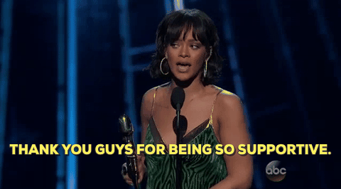 gif of Rihanna saying 'thank you guys for being so supportive'