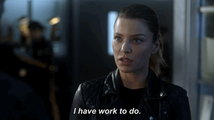 gif of a woman saying 'I have work to do'