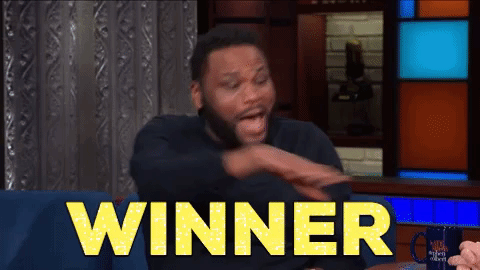 gif of Anthony Anderson saying 'winner'