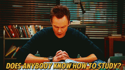 gif from Community - 'does anybody know how to study?'