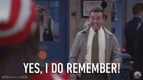 gif of Charles Boyle from Brooklyn Nine Nine saying 'yes, I do remember!'
