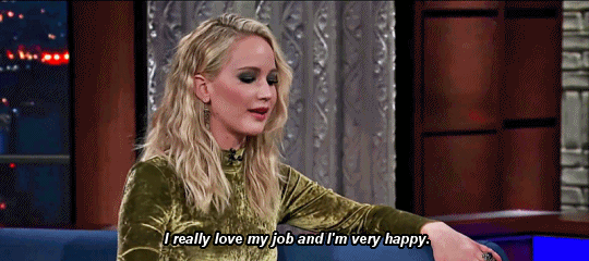 gif of Jennifer Lawrence saying 'I really love my job and I'm very happy'