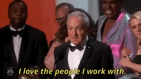 "I love the people I work with" Lorne Michaels gif